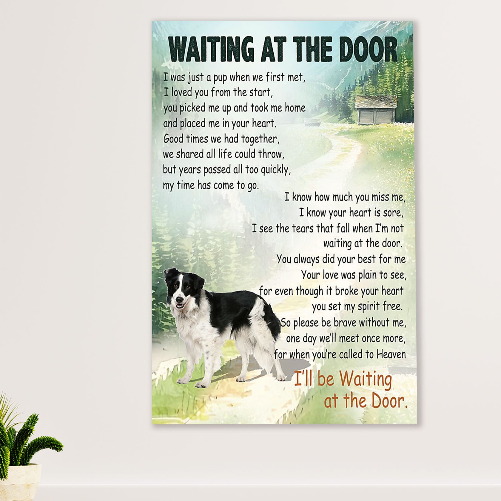 Cute Border Collie Dog Canvas Wall Art Prints | Dog Memorial |  Gift for Merle Collie Lover