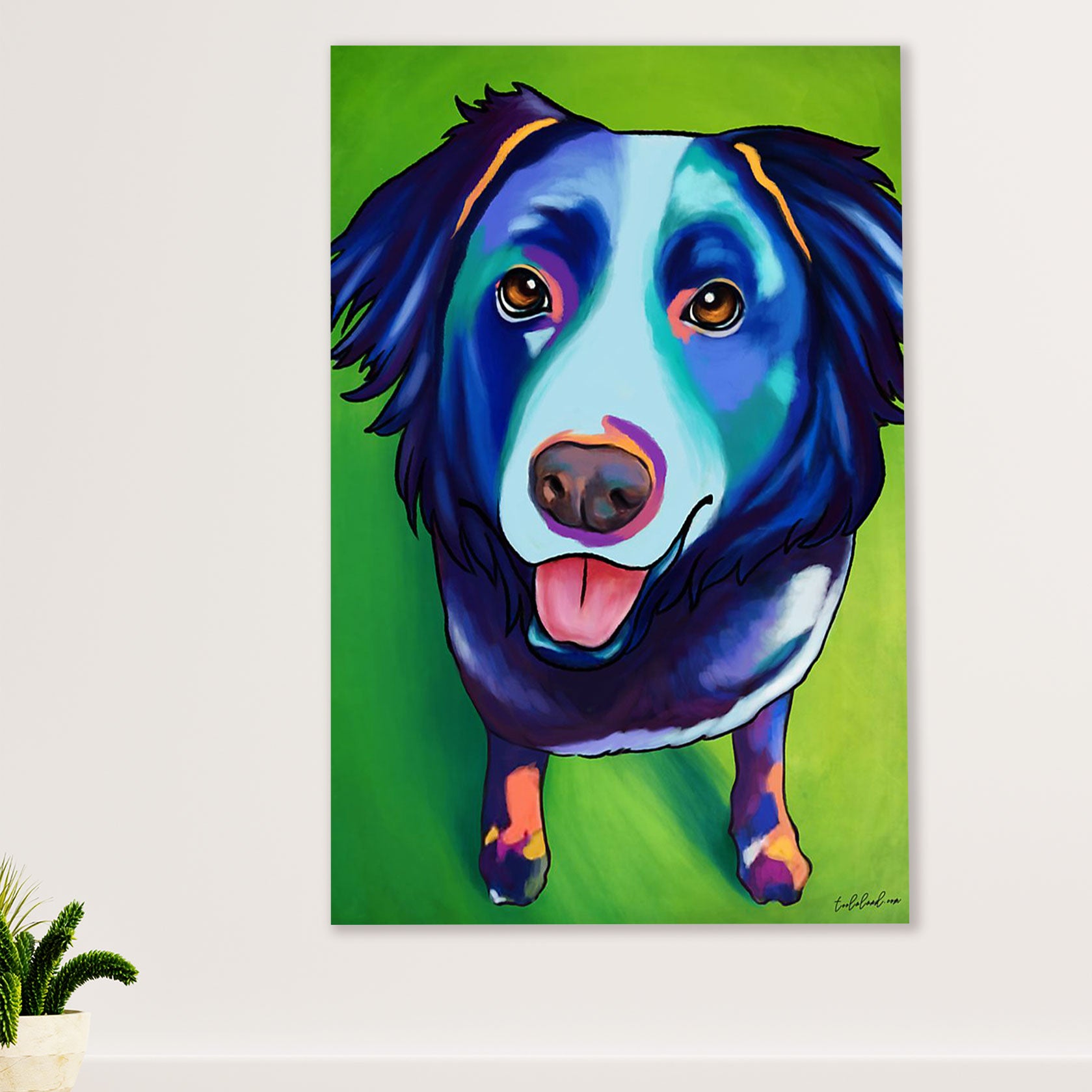 Cute Border Collie Dog Canvas Wall Art Prints | Dog Watercolor Painting |  Gift for Merle Collie Lover