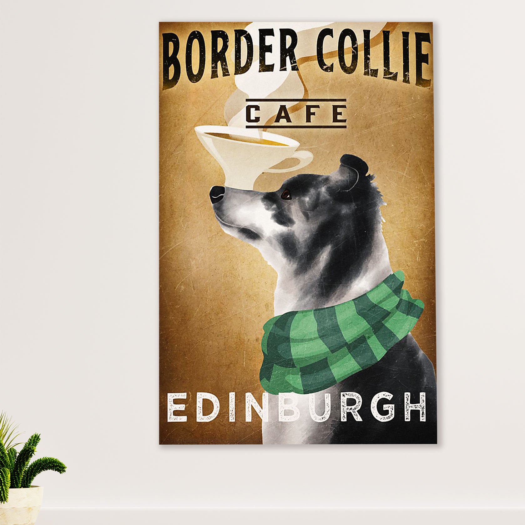 Cute Border Collie Dog Canvas Wall Art Prints | Collie Café Edinburgh |  Gift for Merle Collie Lover