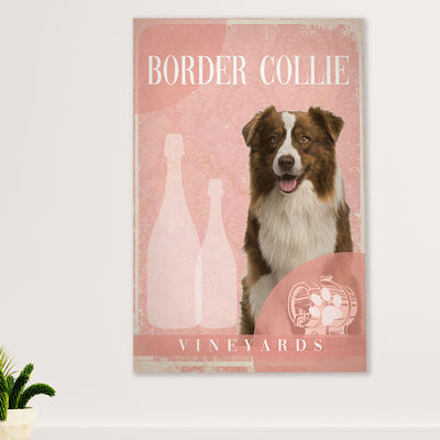 Cute Border Collie Dog Canvas Wall Art Prints | Vineyards |  Gift for Merle Collie Lover