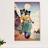 Cute Border Collie Dog Canvas Wall Art Prints | Funny Collie Rides |  Gift for Merle Collie Lover