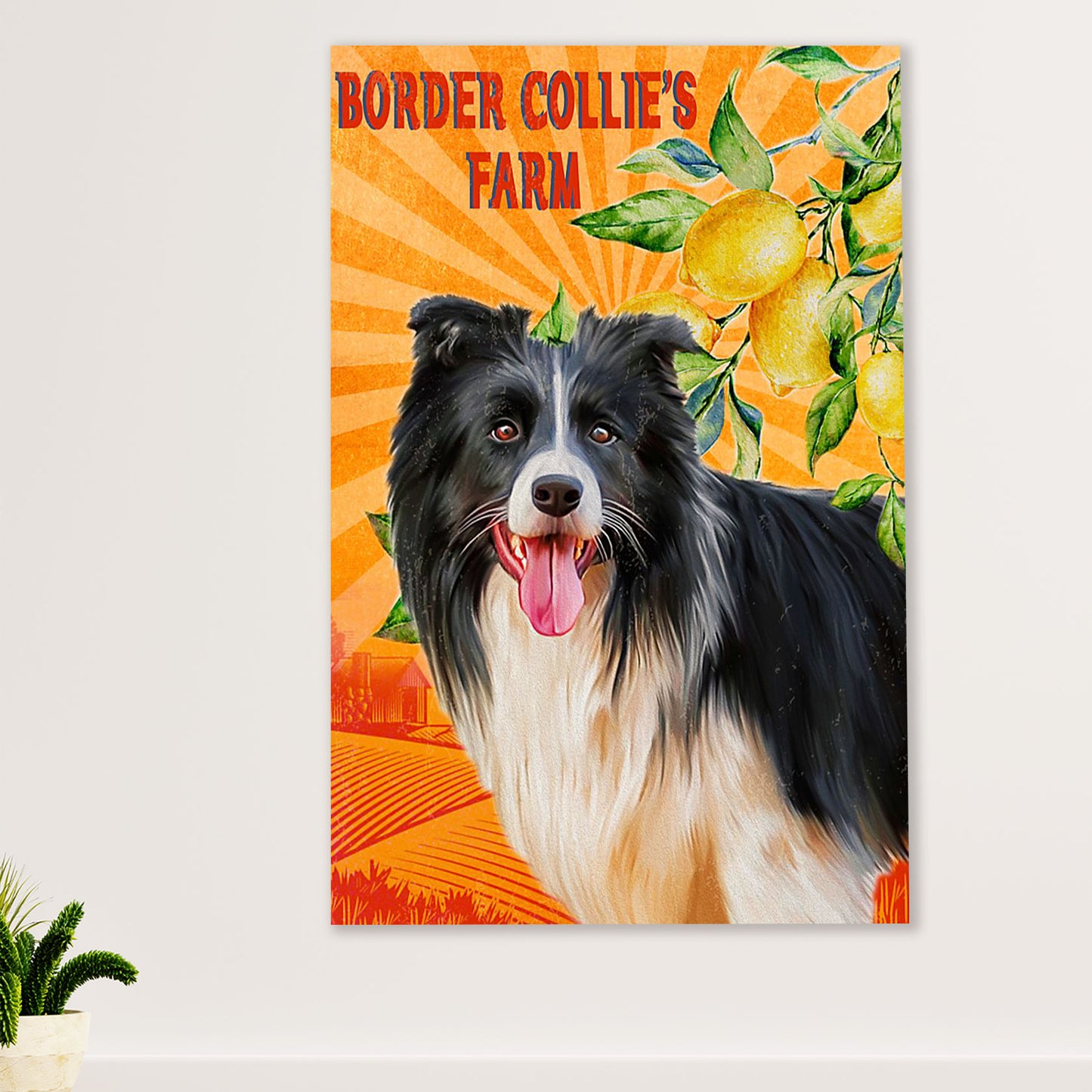 Cute Border Collie Dog Canvas Wall Art Prints | Collie's Farm |  Gift for Merle Collie Lover