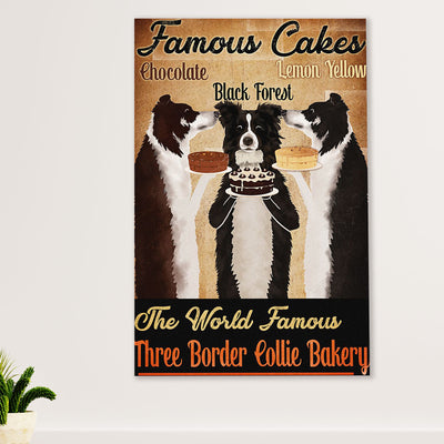 Cute Border Collie Dog Poster Prints | Famous Cakes | Wall Art Gift for Puppies Merle Collie Lover