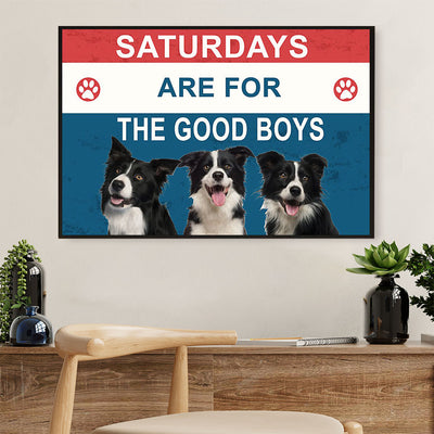 Cute Border Collie Canvas Wall Art Prints | Saturday Are For The Good Boys | Gift for Puppies Merle Collie Lover