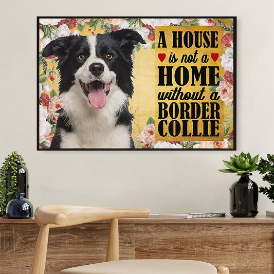 Cute Border Collie Canvas Wall Art Prints | Home without a Border Collie | Gift for Puppies Merle Collie Lover