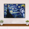 Cute Border Collie Dog Poster Prints | Starry Collie Night | Wall Art Gift for Puppies Merle Collie Lover