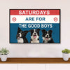 Cute Border Collie Dog Poster Prints | Saturday Are For The Good Boys | Wall Art Gift for Puppies Merle Collie Lover