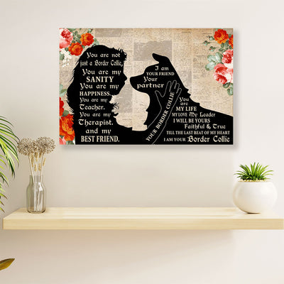 Cute Border Collie Dog Poster Prints | Daughter & Dog | Wall Art Gift for Puppies Merle Collie Lover