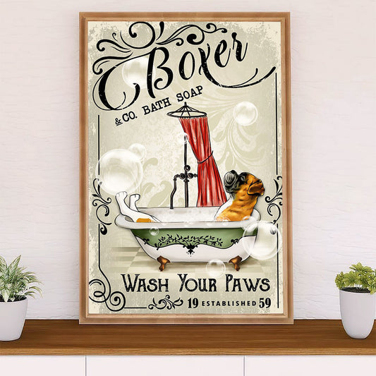 Funny Cute Boxer Poster | Bath Soap | Wall Art Gift for Brindle Boxador Puppies Lover