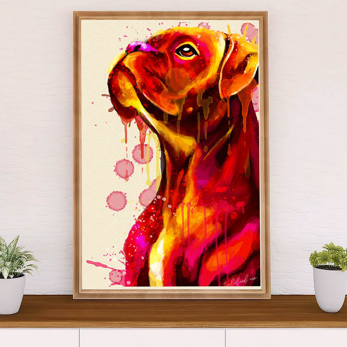 Funny Cute Boxer Canvas Wall Art Prints | Watercolor Dog Painting | Gift for Brindle Boxador Dog Lover