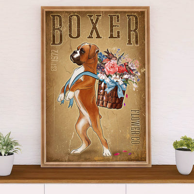 Funny Cute Boxer Poster | Boxer Flower Co | Wall Art Gift for Brindle Boxador Puppies Lover