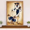 Funny Cute Boxer Poster | Lady & Dogs | Wall Art Gift for Brindle Boxador Puppies Lover