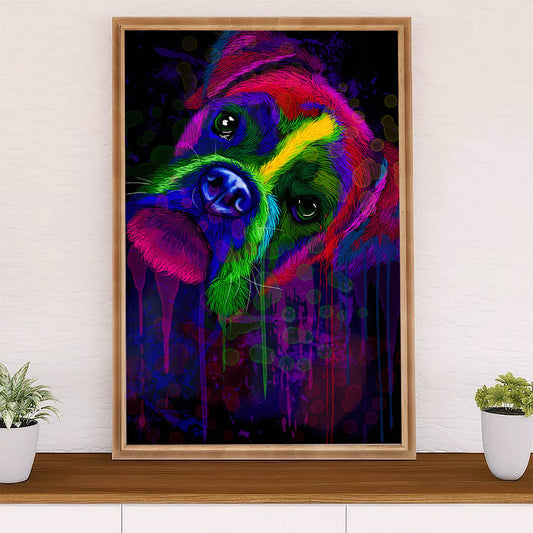 Funny Cute Boxer Poster | Watercolor Dog Painting | Wall Art Gift for Brindle Boxador Puppies Lover