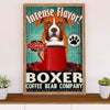 Funny Cute Boxer Canvas Wall Art Prints | Coffee Bean Company | Gift for Brindle Boxador Dog Lover