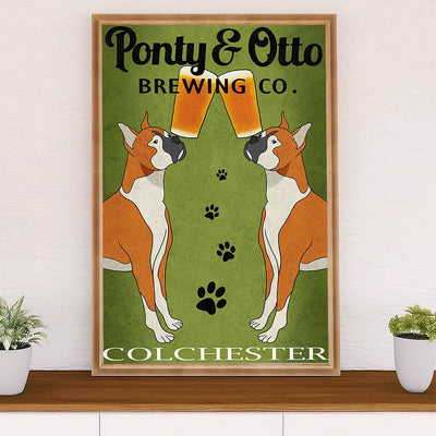 Funny Cute Boxer Poster | Ponty & Otto | Wall Art Gift for Brindle Boxador Puppies Lover