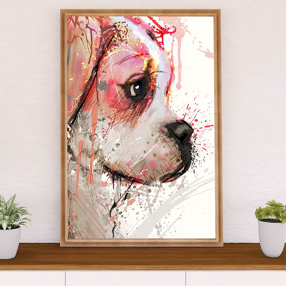 Funny Cute Boxer Poster | Watercolor Dog Painting | Wall Art Gift for Brindle Boxador Puppies Lover