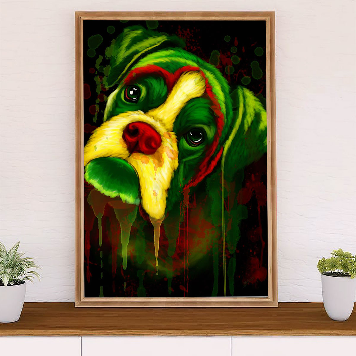 Funny Cute Boxer Poster | Watercolor Dog Painting | Wall Art Gift for Brindle Boxador Puppies Lover