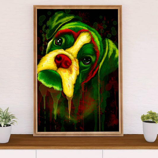 Funny Cute Boxer Poster | Watercolor Dog Painting | Wall Art Gift for Brindle Boxador Puppies Lover