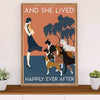 Funny Cute Boxer Canvas Wall Art Prints | She Lived Happily | Gift for Brindle Boxador Dog Lover