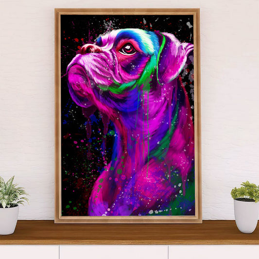 Funny Cute Boxer Poster | Watercolor Dog Painting | Wall Art Gift for Brindle Boxador Puppies Lover