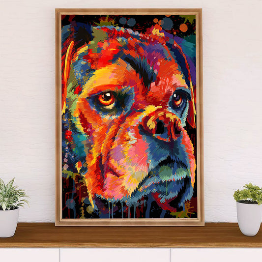 Funny Cute Boxer Poster | Watercolor Dog Painting | Wall Art Gift for Brindle Boxador Puppies Lover