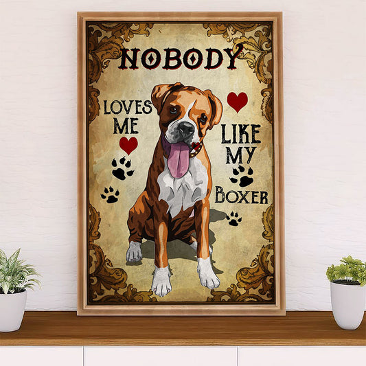 Funny Cute Boxer Canvas Wall Art Prints | Love My Boxer | Gift for Brindle Boxador Dog Lover
