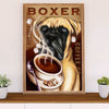 Funny Cute Boxer Poster | Coffee Co | Wall Art Gift for Brindle Boxador Puppies Lover