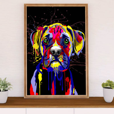 Funny Cute Boxer Poster | Watercolor Dog | Wall Art Gift for Brindle Boxador Puppies Lover