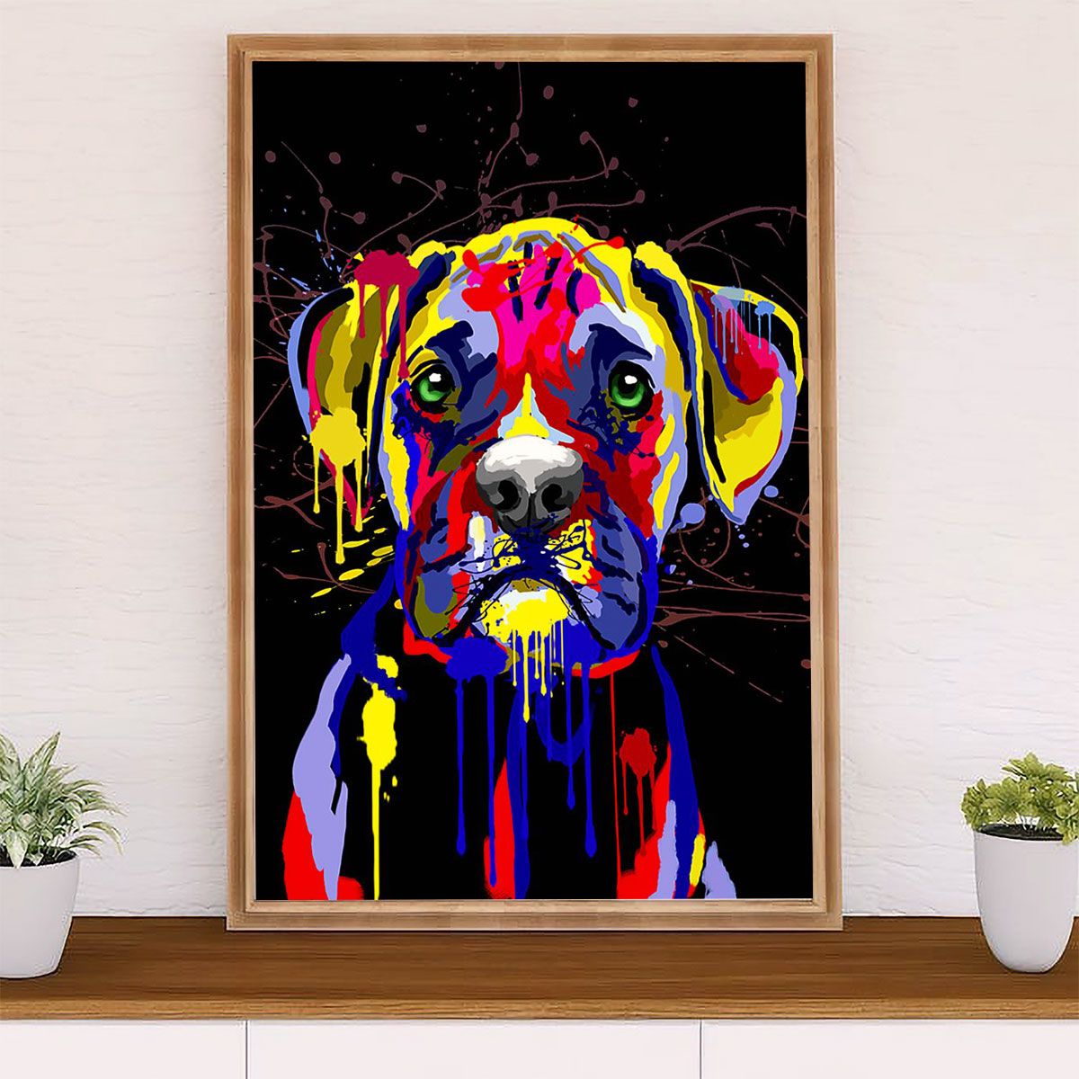 Funny Cute Boxer Canvas Wall Art Prints | Watercolor Dog | Gift for Brindle Boxador Dog Lover