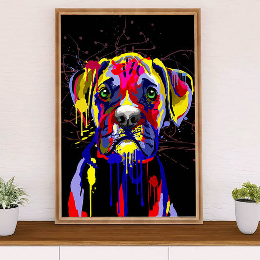 Funny Cute Boxer Canvas Wall Art Prints | Watercolor Dog | Gift for Brindle Boxador Dog Lover