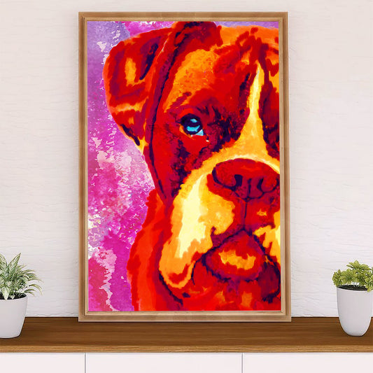 Funny Cute Boxer Canvas Wall Art Prints | Dog Colorful Painting | Gift for Brindle Boxador Dog Lover