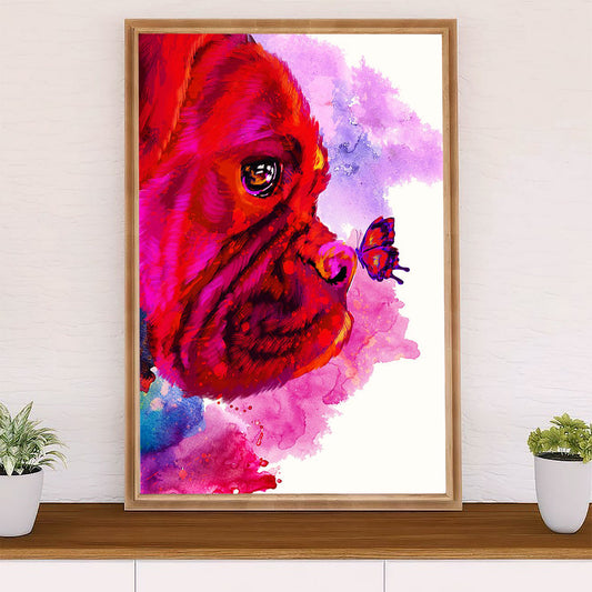 Funny Cute Boxer Poster | Dog Colorful Painting | Wall Art Gift for Brindle Boxador Puppies Lover