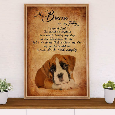 Funny Cute Boxer Poster | My Baby Boxer | Wall Art Gift for Brindle Boxador Puppies Lover