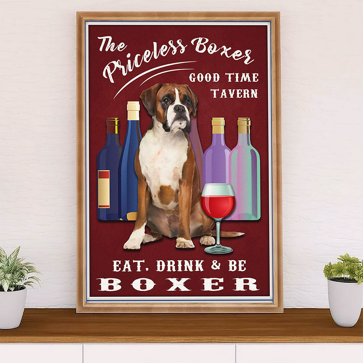 Funny Cute Boxer Canvas Wall Art Prints | Priceless Boxer | Gift for Brindle Boxador Dog Lover