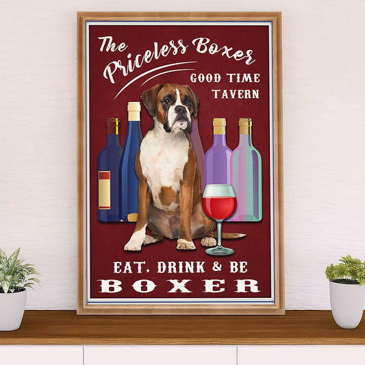 Funny Cute Boxer Canvas Wall Art Prints | Priceless Boxer | Gift for Brindle Boxador Dog Lover