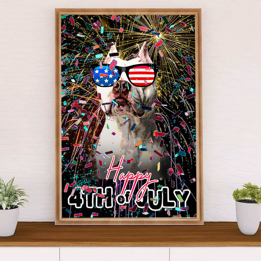 Funny Cute Boxer Canvas Wall Art Prints | 4th of July | Gift for Brindle Boxador Dog Lover