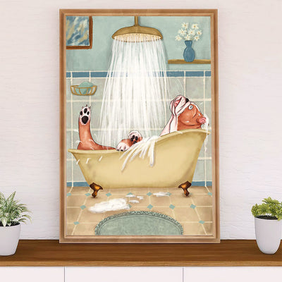 Funny Cute Boxer Canvas Wall Art Prints | Funny Dog in Bath | Gift for Brindle Boxador Dog Lover
