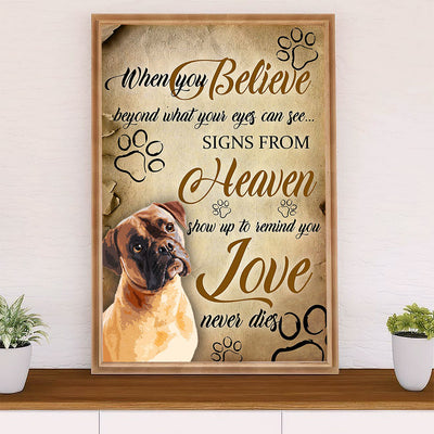 Funny Cute Boxer Poster | Signs From Heaven | Wall Art Gift for Brindle Boxador Puppies Lover