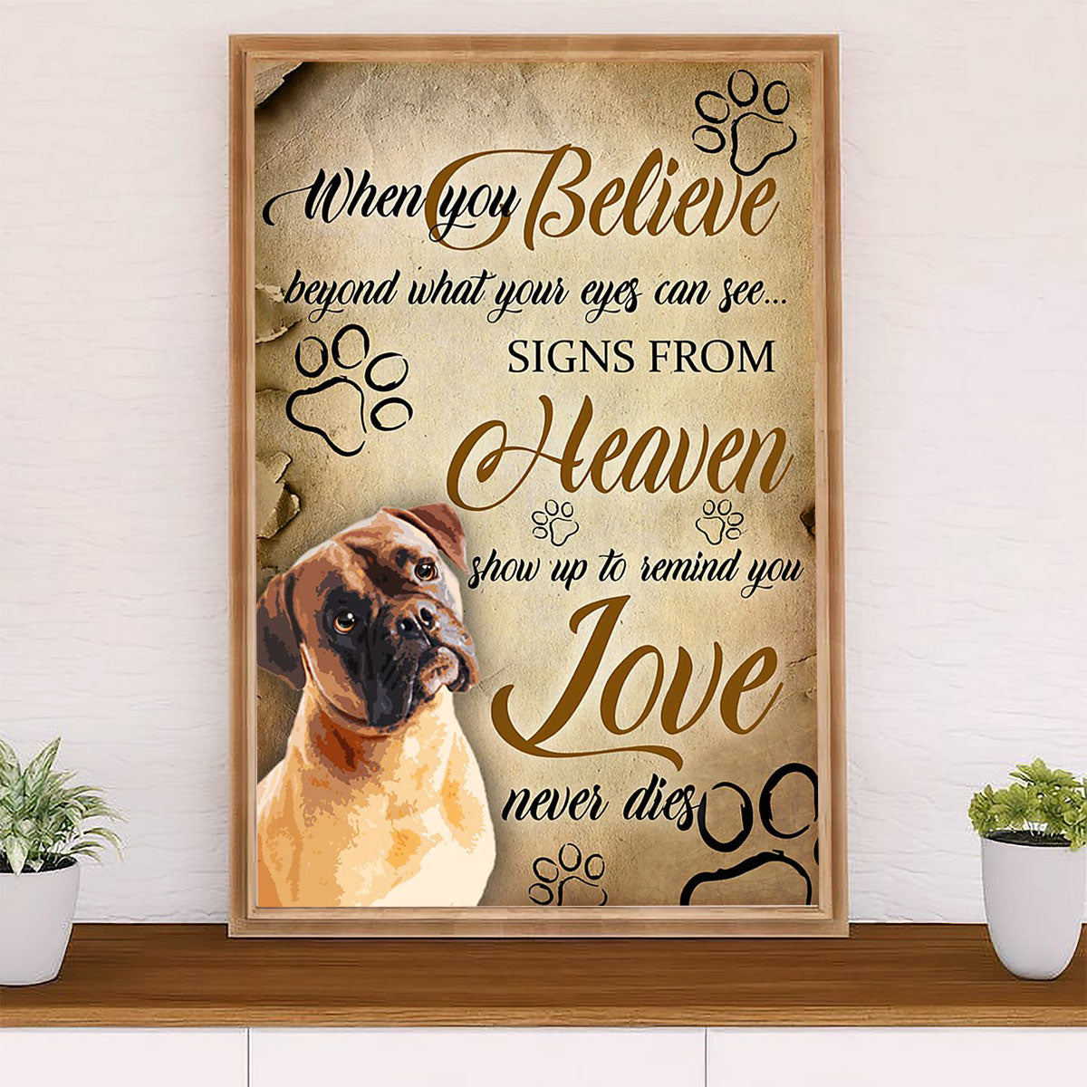 Funny Cute Boxer Canvas Wall Art Prints | Signs From Heaven | Gift for Brindle Boxador Dog Lover