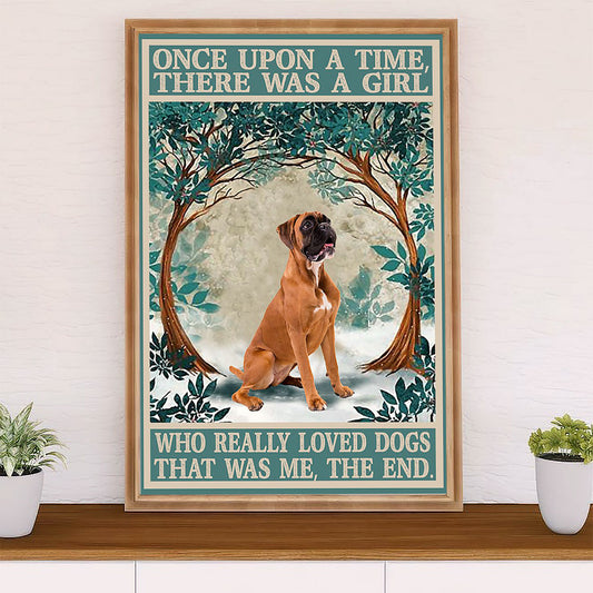 Funny Cute Boxer Canvas Wall Art Prints | Girl Loves Dogs | Gift for Brindle Boxador Dog Lover
