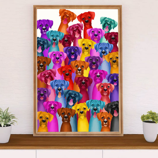 Funny Cute Boxer Canvas Wall Art Prints | Multi Dog | Gift for Brindle Boxador Dog Lover