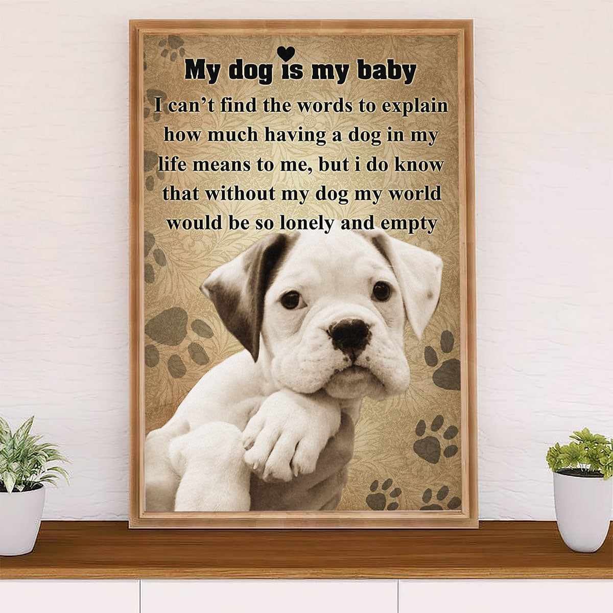 Funny Cute Boxer Canvas Wall Art Prints | My Baby Dog | Gift for Brindle Boxador Dog Lover