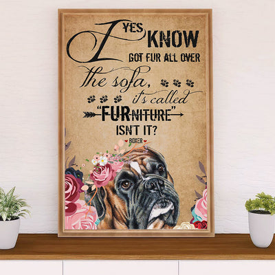 Funny Cute Boxer Canvas Wall Art Prints | Dog Flower Furniture | Gift for Brindle Boxador Dog Lover