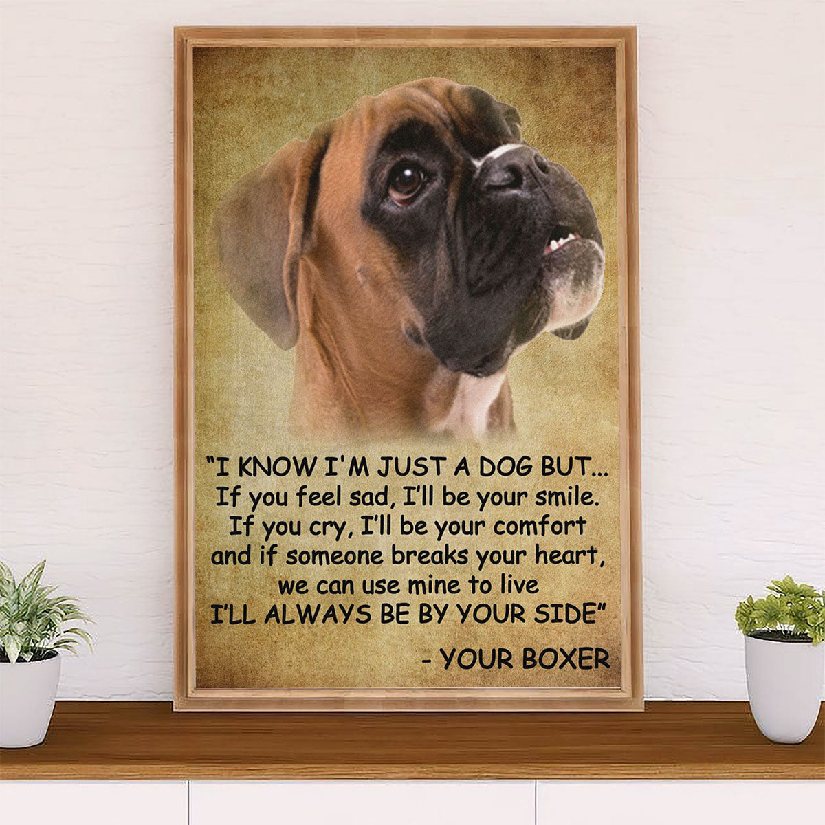 Funny Cute Boxer Canvas Wall Art Prints | From Boxer to Owner | Gift for Brindle Boxador Dog Lover