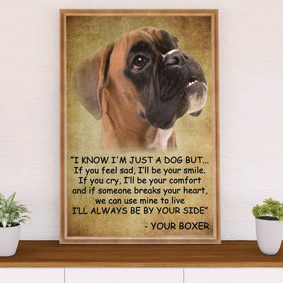 Funny Cute Boxer Poster | From Dog to Owner | Wall Art Gift for Brindle Boxador Puppies Lover