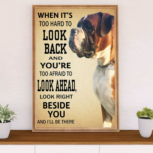 Funny Cute Boxer Canvas Wall Art Prints | Look Right Beside You | Gift for Brindle Boxador Dog Lover