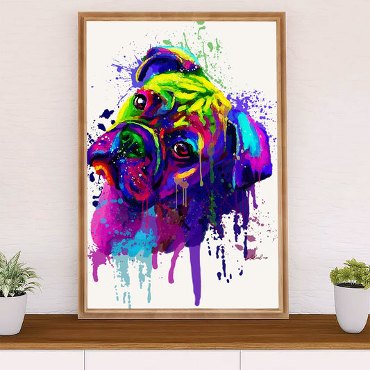 Funny Cute Boxer Canvas Wall Art Prints | Watercolor Dog Painting | Gift for Brindle Boxador Dog Lover