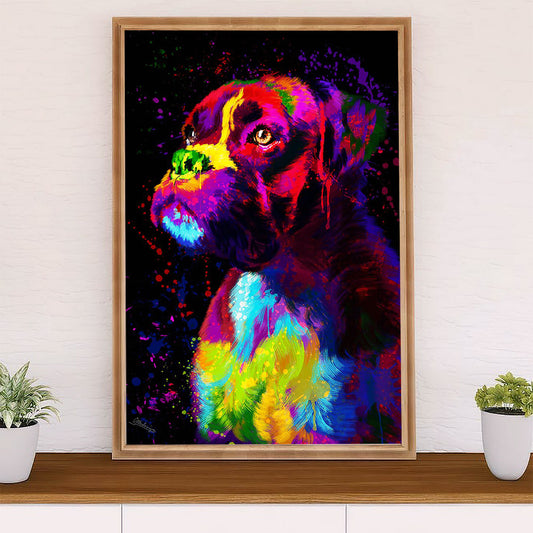Funny Cute Boxer Canvas Wall Art Prints | Watercolor Dog Painting | Gift for Brindle Boxador Dog Lover