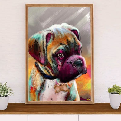 Funny Cute Boxer Canvas Wall Art Prints | Baby Boxer Painting | Gift for Brindle Boxador Dog Lover