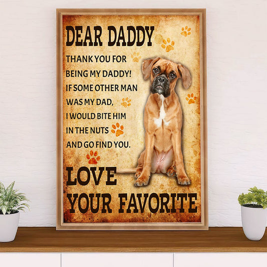 Funny Cute Boxer Poster | From Boxer To Daddy | Wall Art Gift for Brindle Boxador Puppies Lover